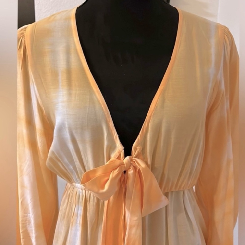 🏝️ Vibrant Blue Island Oversized Tie Dye Detail Dress - Yellow/White Tie Dye
